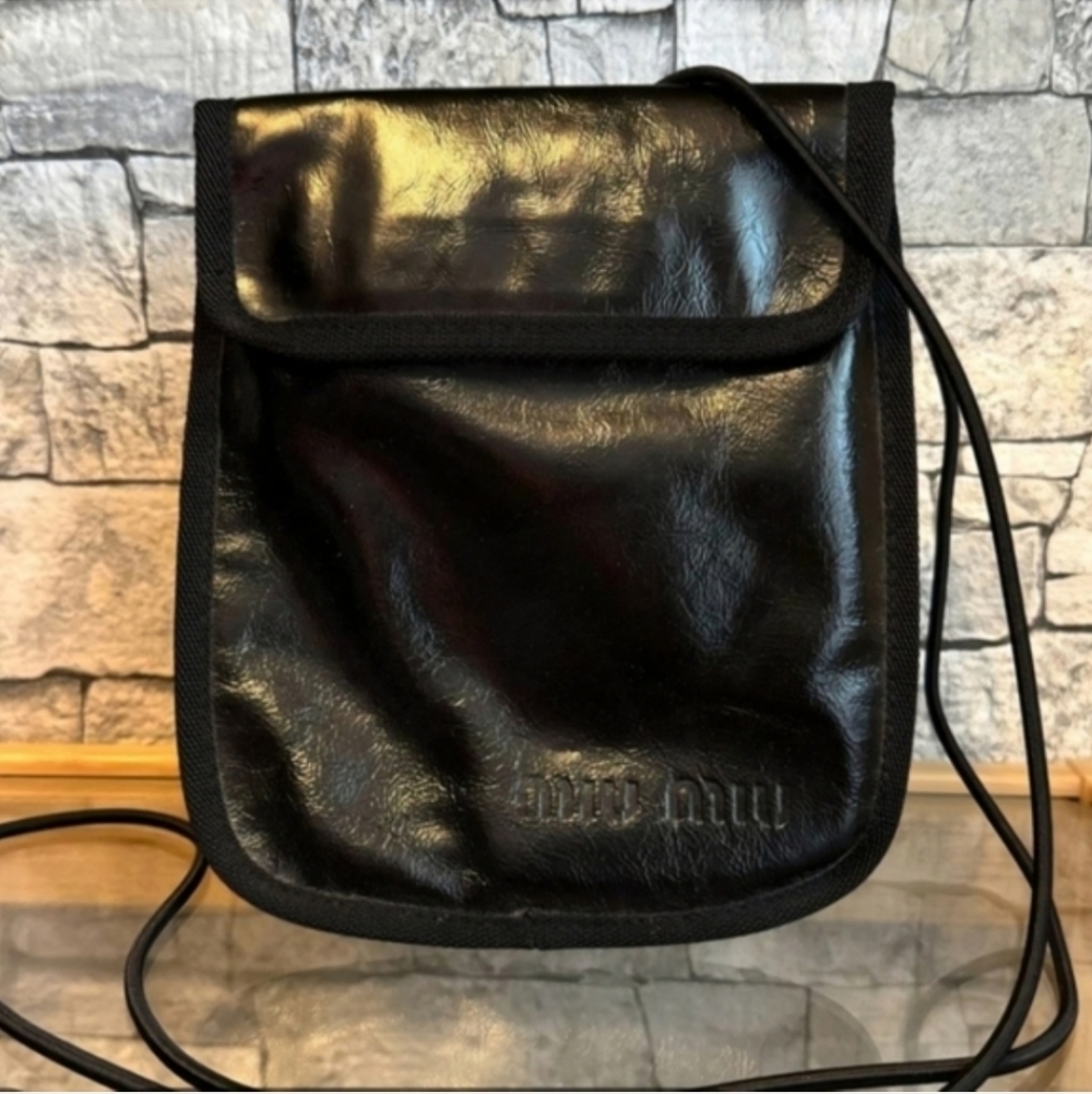 Miu Miu Black Patent Leather Crossbody Pouch